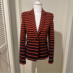 Akris Punto Orange and Black Striped Blazer 4